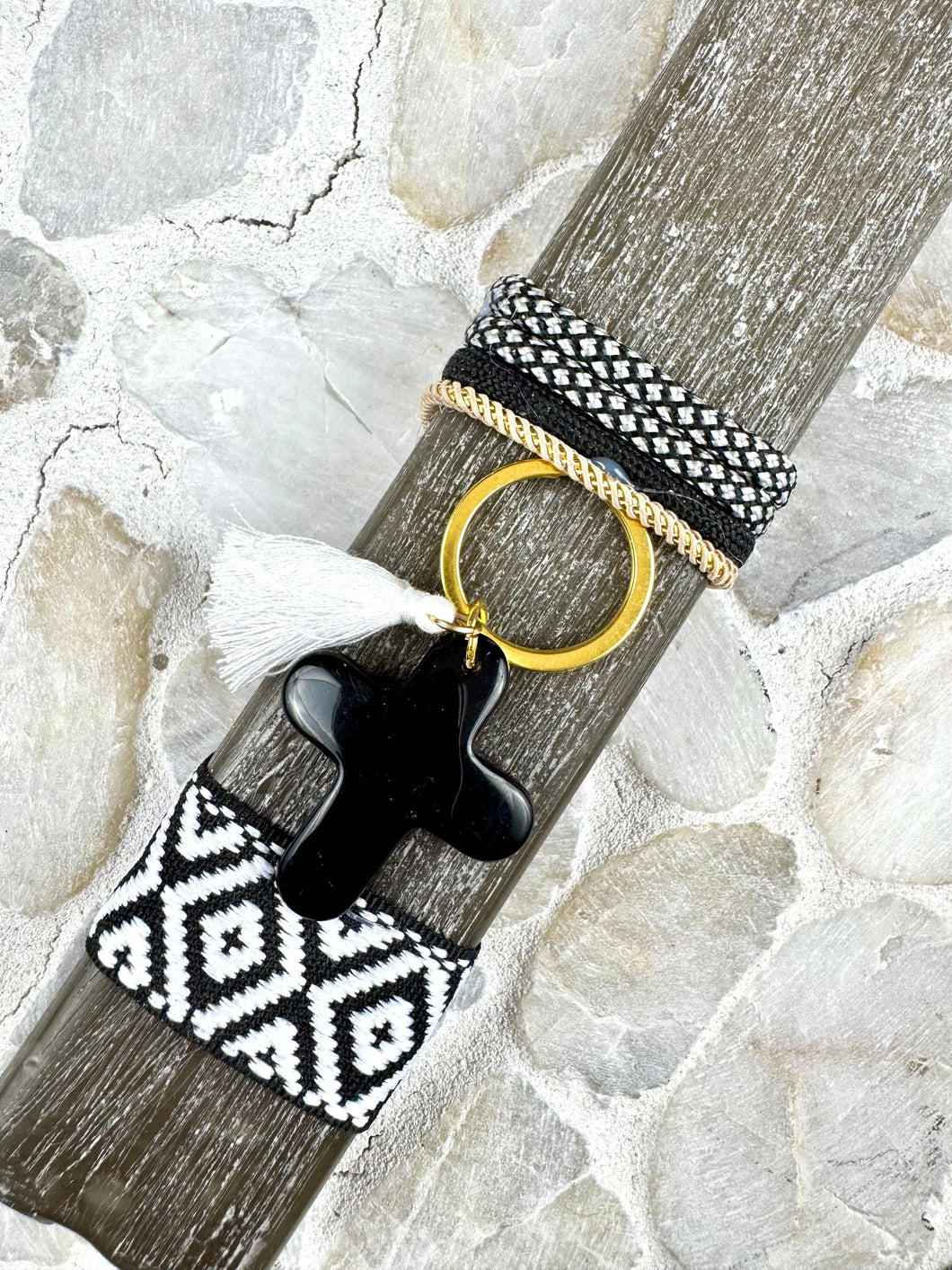 Corded Greek Easter Candle with Cross Keychain EC202562