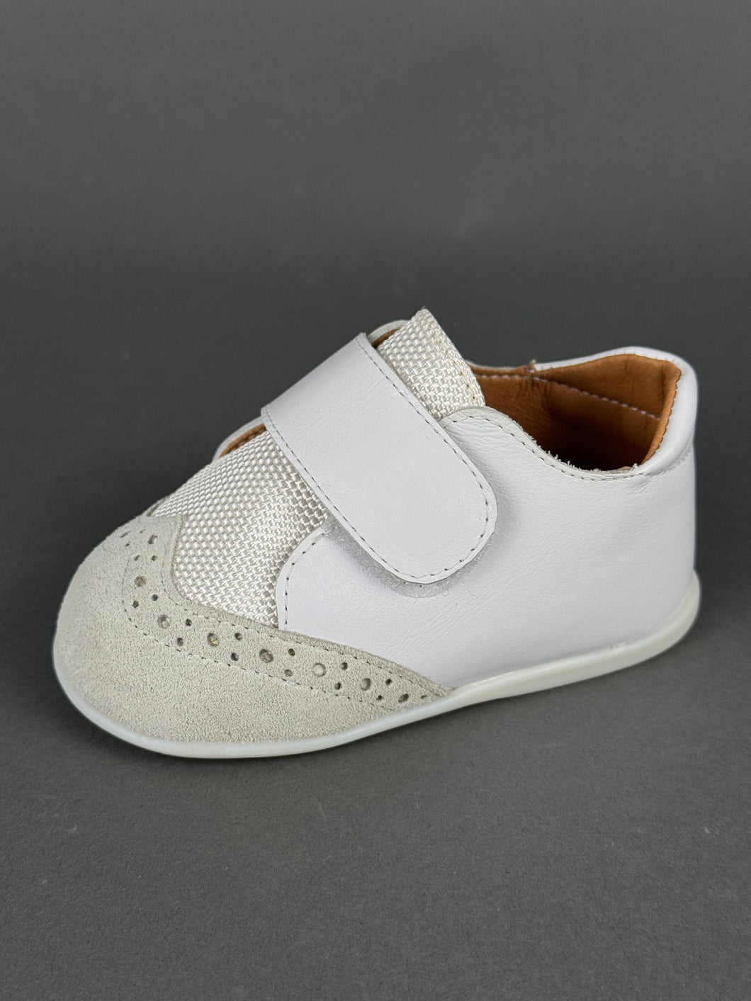 Baby Walker Leather and Suede Walking Shoe with Velcro Strap Made in Greece BW202590