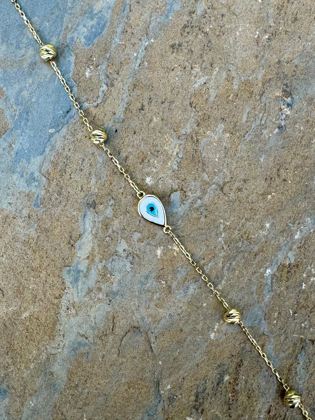 14k Yellow Gold Bracelet with Mother of Pearl and Precious Stones YGB10