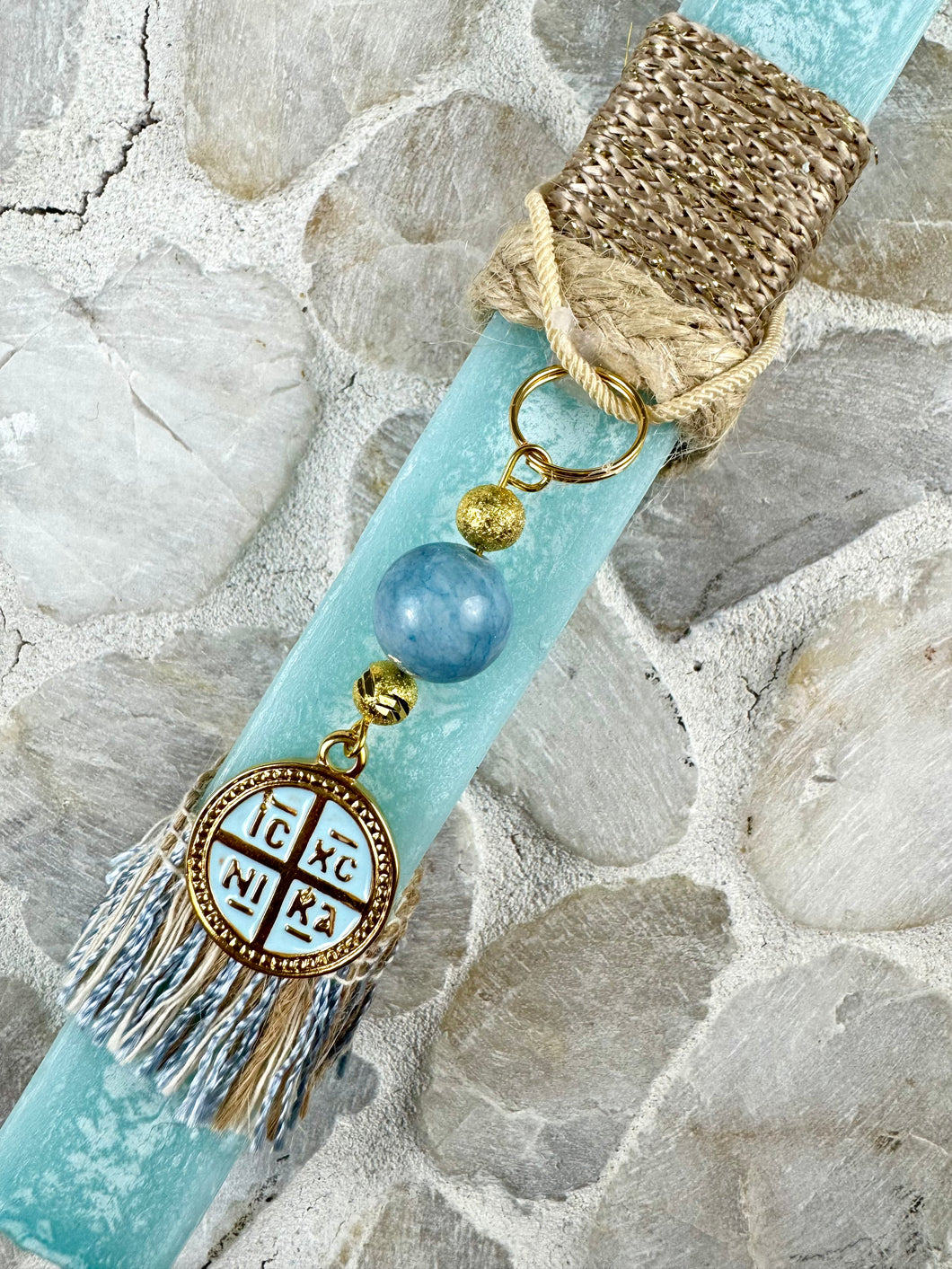 Corded Greek Easter Candle with Hanging Konstantinato  EC202566
