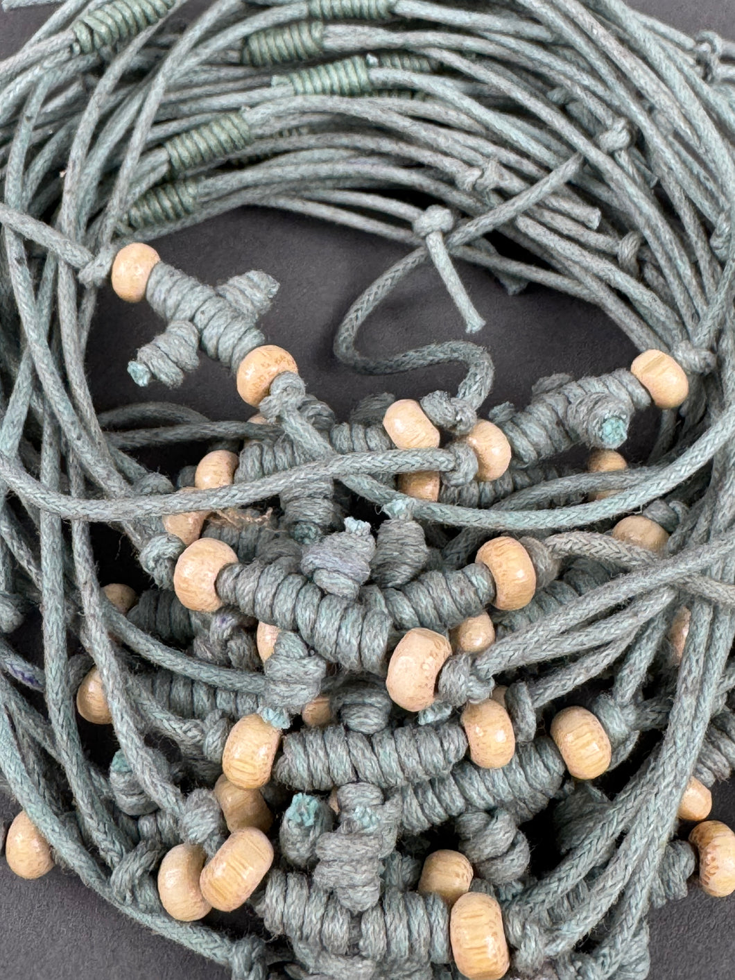 Martirika Bracelets adjustable Koboskini Style Grey  with Wooden    Beads (per dozen)