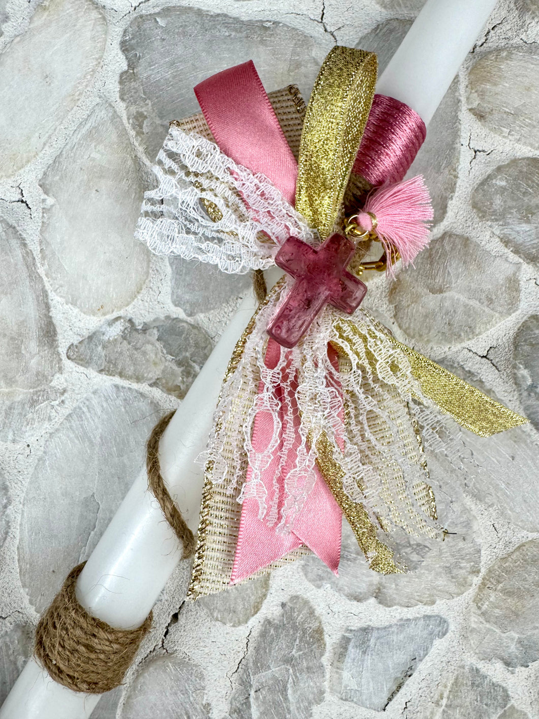 Corded Easter Candle with Cross Keychain EC202513