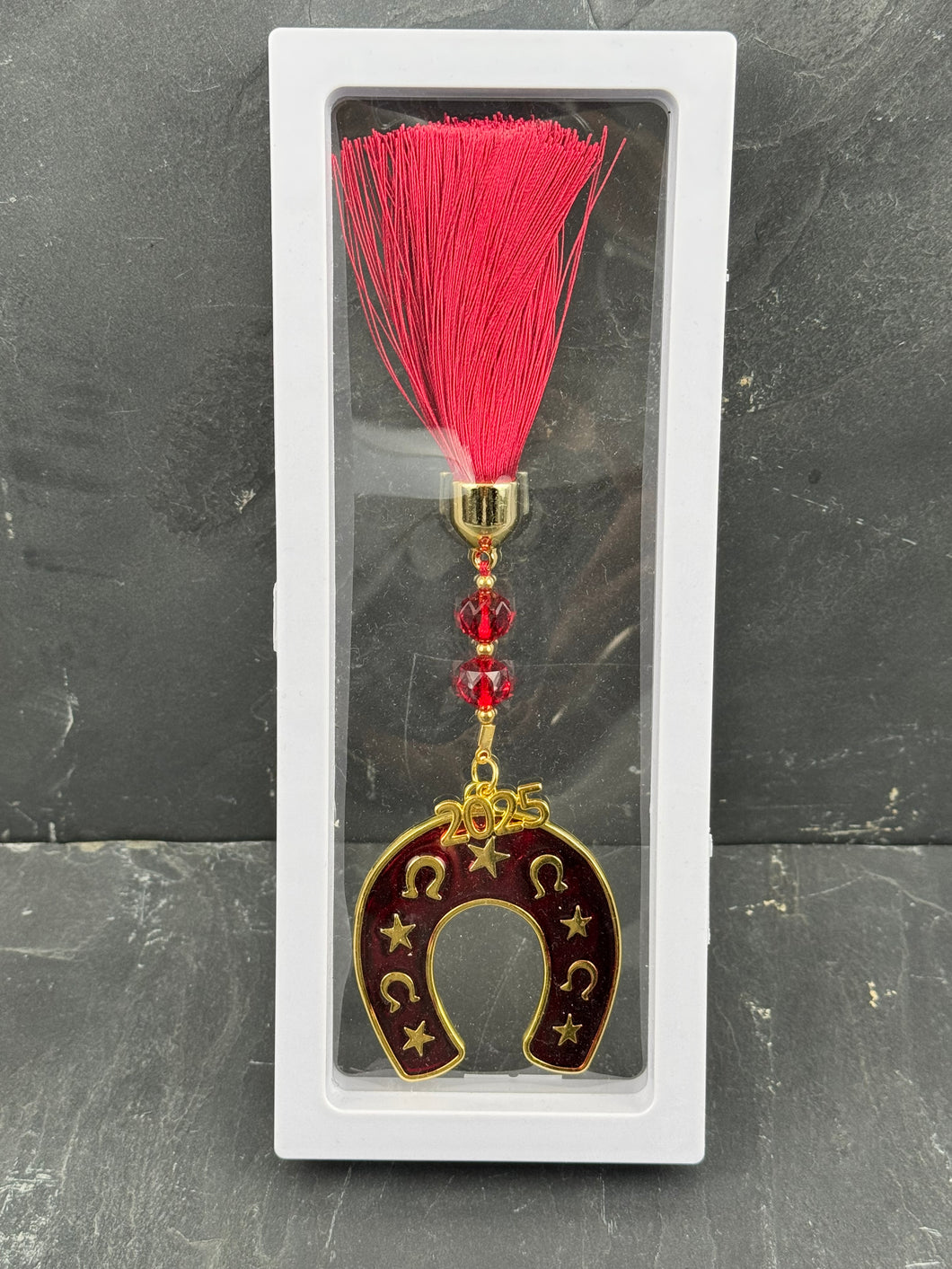 Metal Lucky Horse Shoe Gouri with Beads and Tassel Presented in a Beautiful Display Case G3930