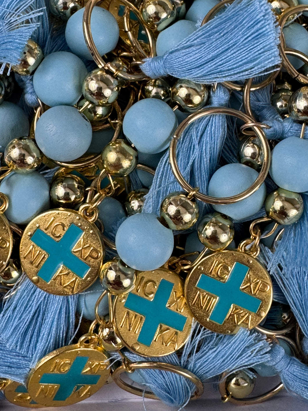 Martirika Keychain Konstantinato Baby Blue Blue with Beads and Tassel