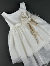 Load image into Gallery viewer, Dress 93 Girls Baptismal Christening Sleeveless Dress  lace, accented with Pearl flower, matching Bolero and Hat. Made in Greece exclusively for Rosies Collections. 202593
