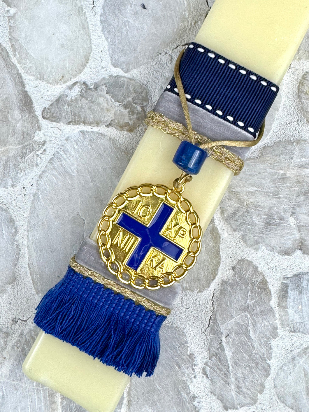 Corded Greek Easter Candle with Hanging Konstantinato EC202576