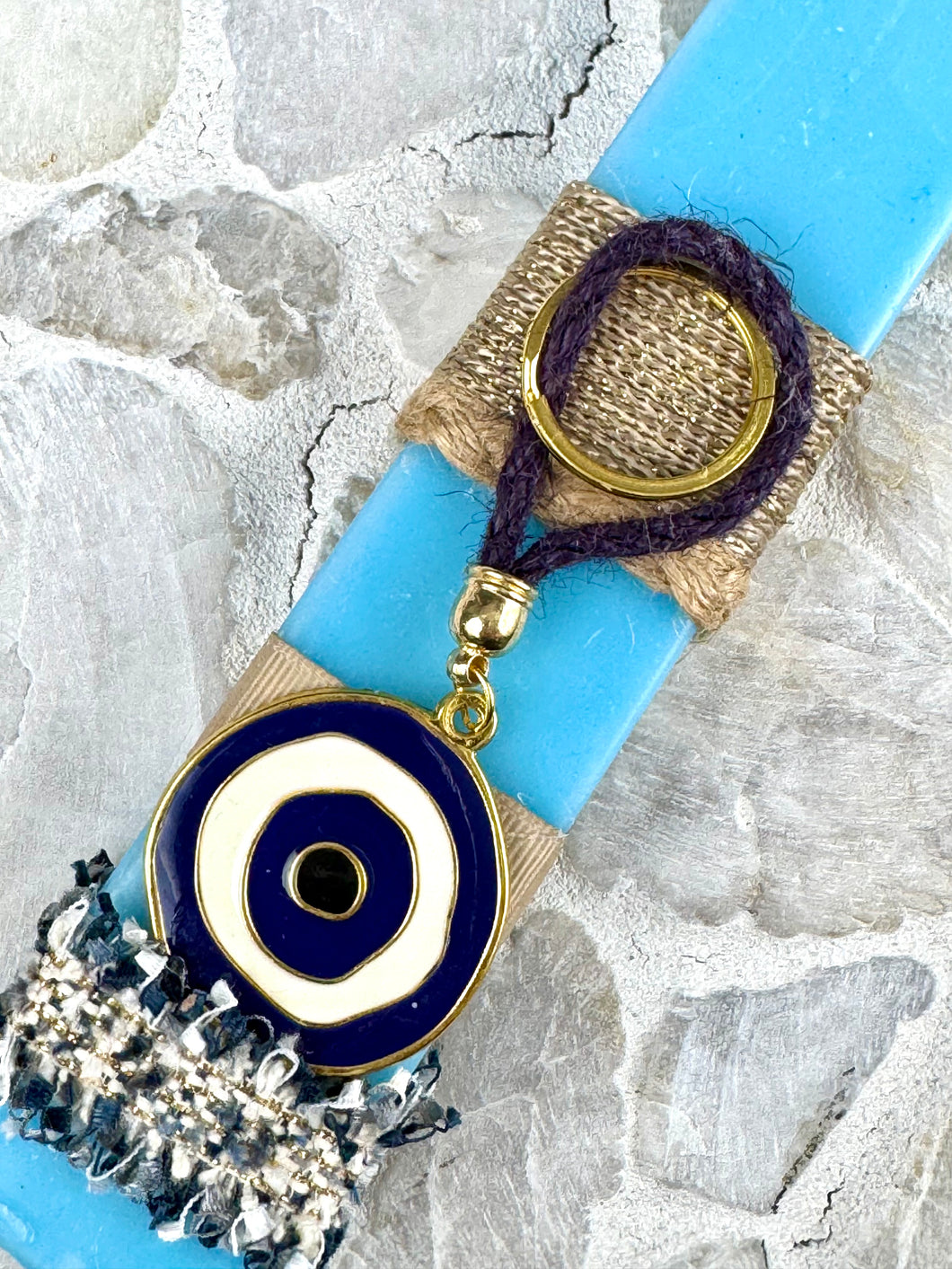 Corded Greek Easter Candle with Mati Keychain EC202550