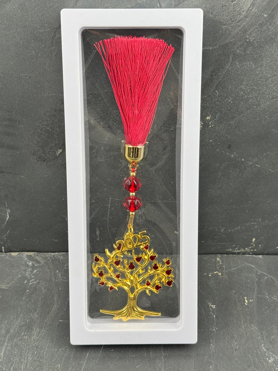 Metal Pomegranate Tree Gouri with Beads and Tassel Presented in a Beautiful Display Case G3932