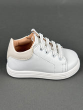 Load image into Gallery viewer, Gorgino White Leather with Tan Walking Shoe, Shoelaces and Zipper Made in Greece GH202510
