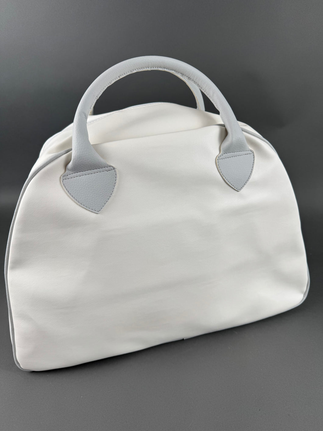 White Duffle Bag with Grey Trim Handles DB20255