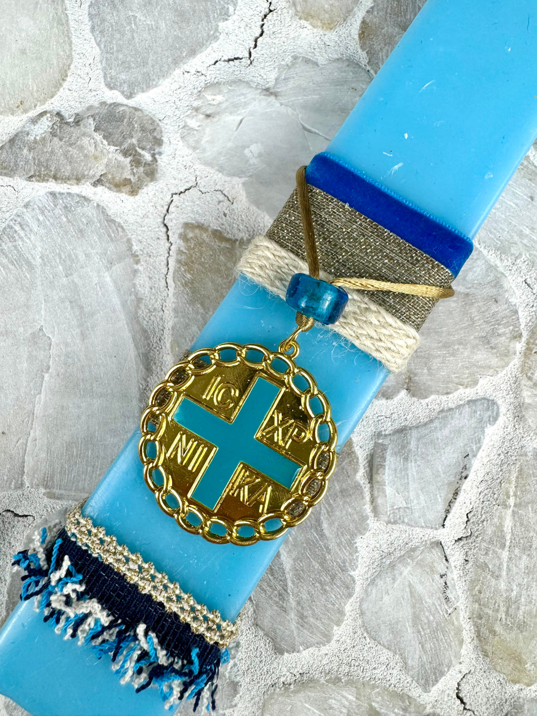 Corded Greek Easter Candle with Hanging Konstantinato EC202568