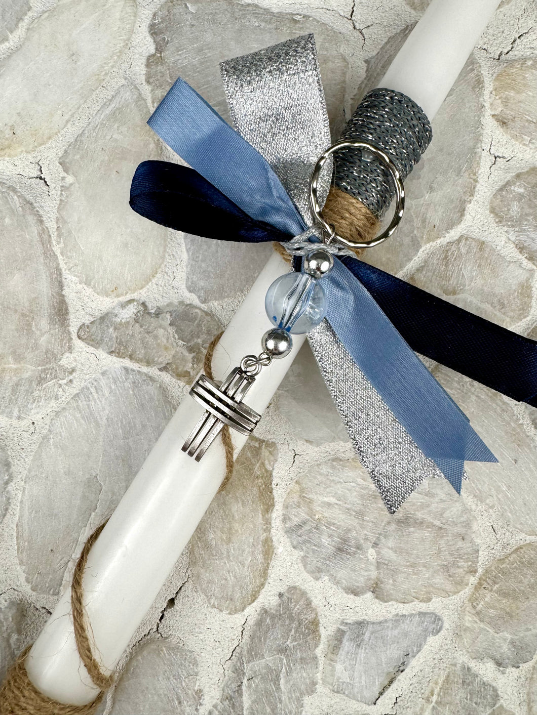 Corded Easter Candle with Metal Cross Keychain EC202511