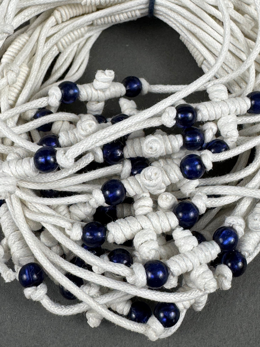 Martirika Bracelets adjustable Koboskini Style White  with Navy Blue   Beads (per dozen)