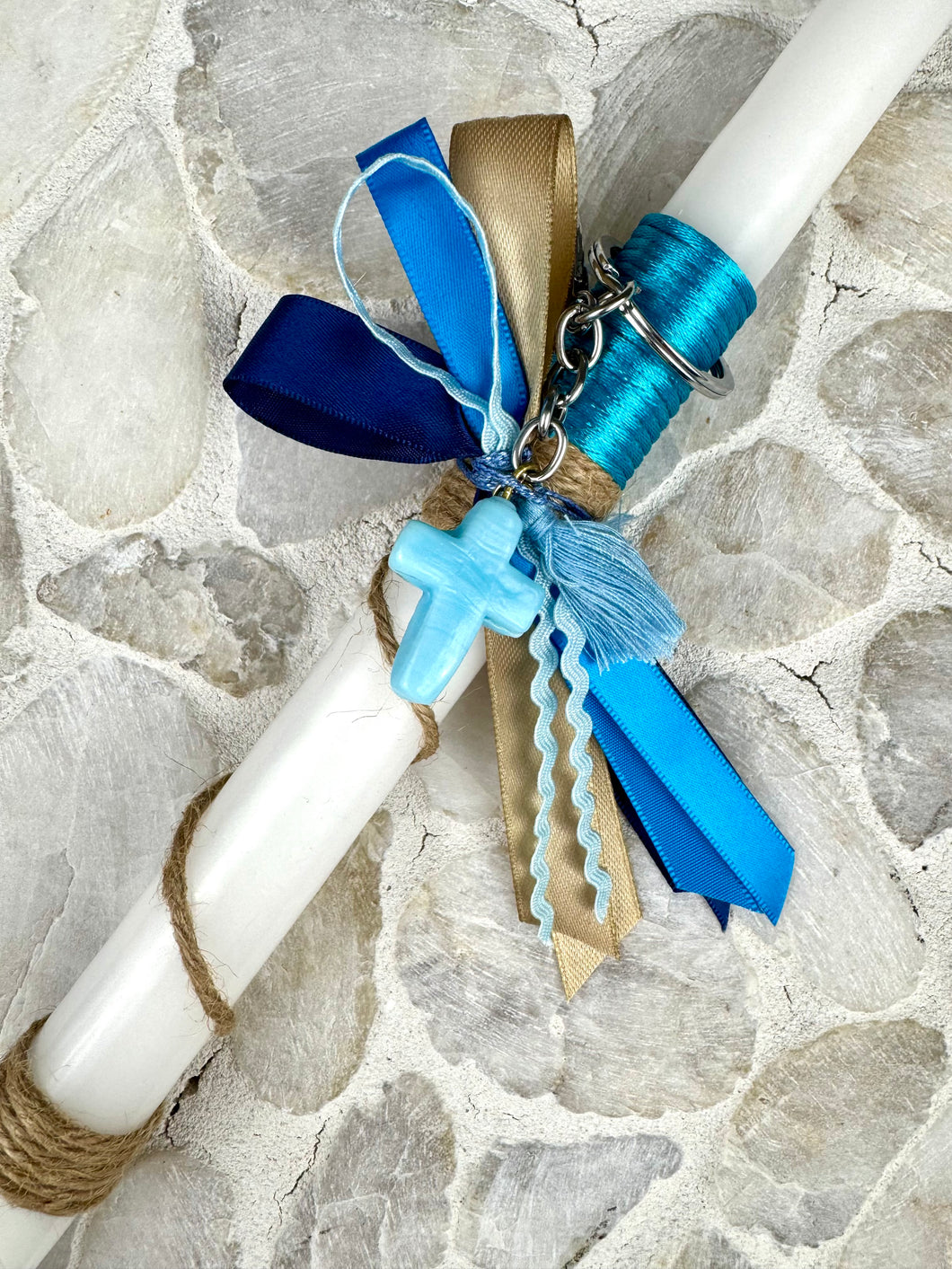 Corded Easter Candle with Cross  Keychain EC20258