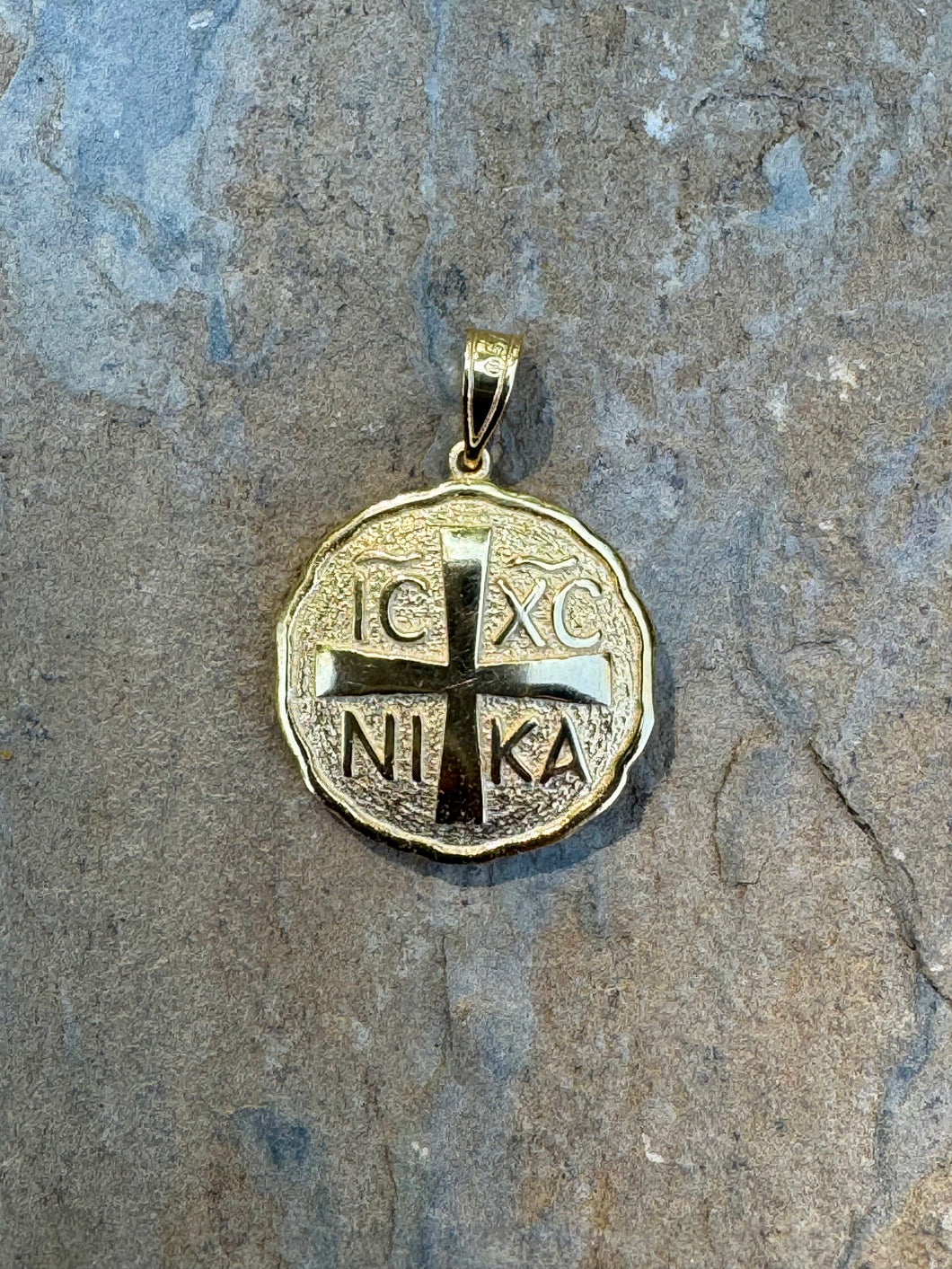 14k Yellow Gold Konstantinato Double Sided with St. Constantine and Helen Pendant GKP15