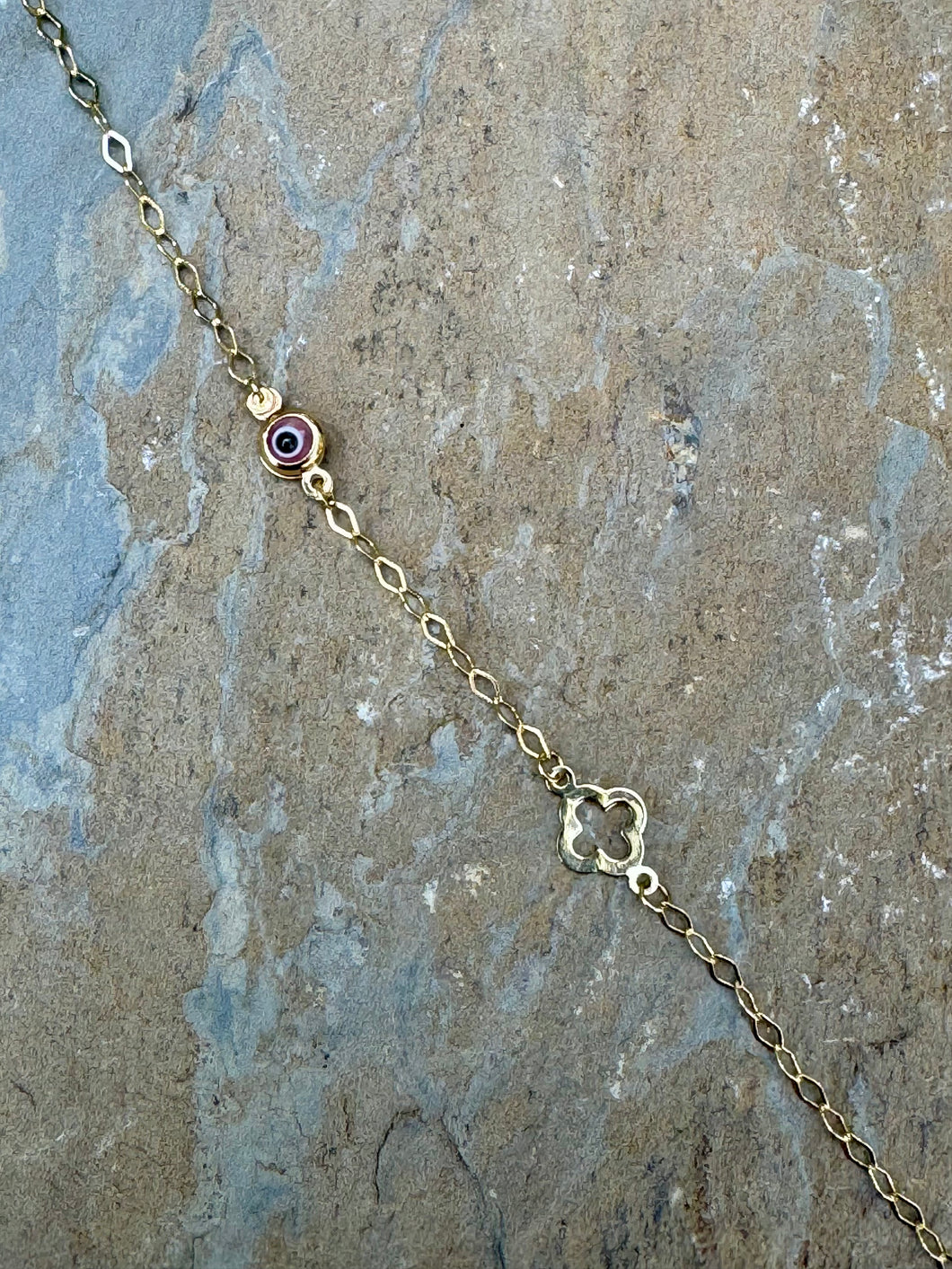 14k Yellow Gold Bracelet with Cross and Mati GCB15