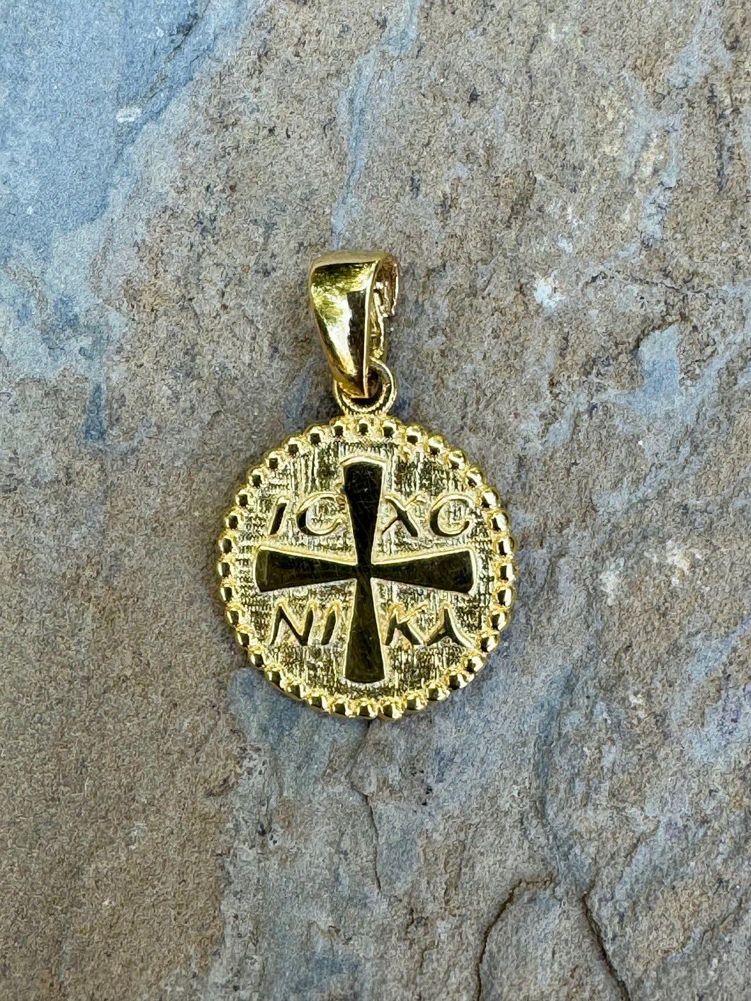 14k Yellow Gold Konstantinato Double Sided with St. Constantine and Helen Pendant GKP13
