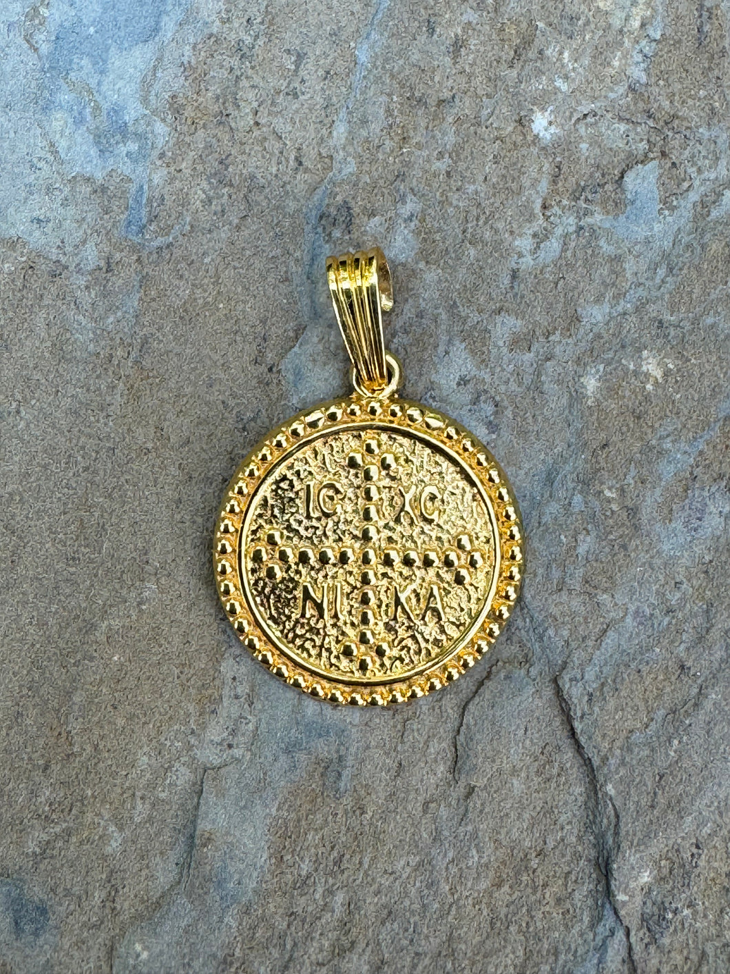14k Yellow Gold Konstantinato Pendant Single Sided GKP10