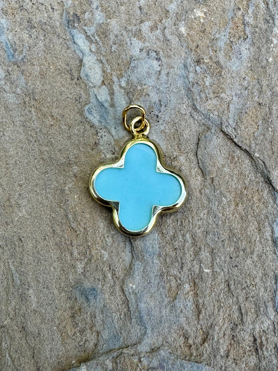14k Gold Pendant with Tiffany Blue Made in Greece GP202510