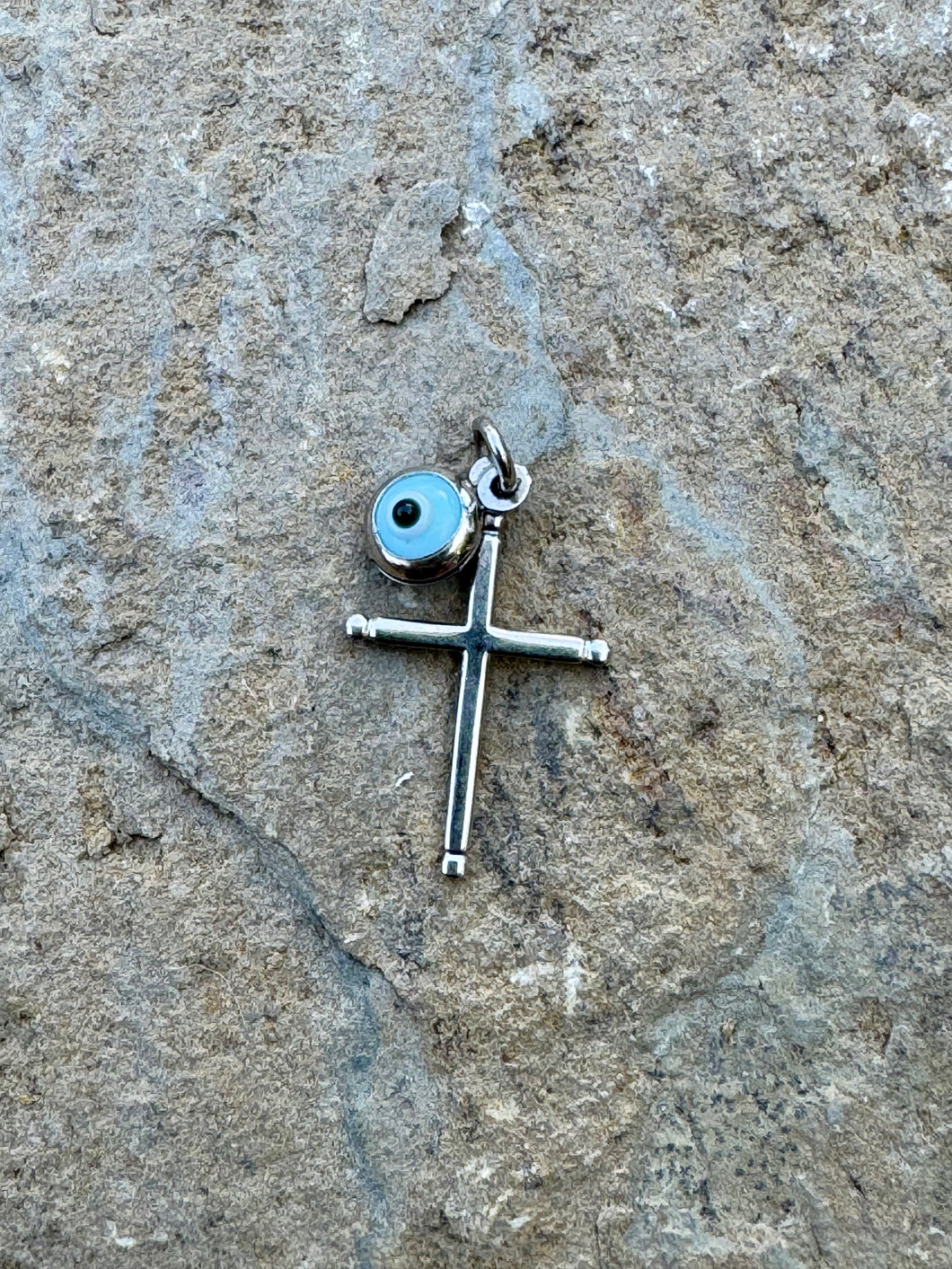 14k White Gold Cross with Mati Pendant GP202516