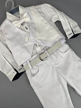 Load image into Gallery viewer, Rosies Collections 7pc Suit, Pants, Blazer, Vest, Dress Shirt, Bow Tie, Belt and Hat, made in Greece,  exclusively for Rosies Collections. S202341
