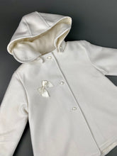 Load image into Gallery viewer, Ivory Cashmere Blend Coat with Pearl Buttons and Removable Hoodie  CC2
