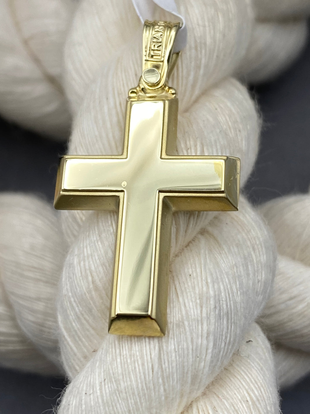 Triantos 14k Yellow  Gold Cross Polished  and Brushed 3.50g 222525