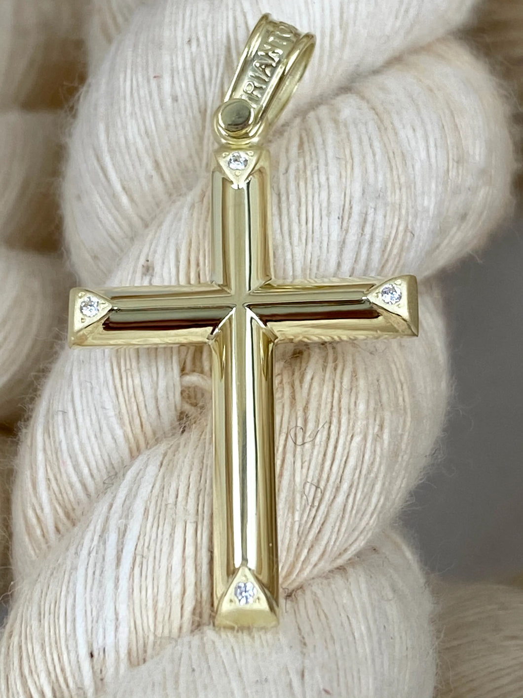 Triantos 14k Polished Yellow Gold Cross with Precious Stones 222417