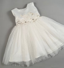 Load image into Gallery viewer, Dress 1 Girls Christening Baptismal Embroidered Dress with Rhinestone Flowers
