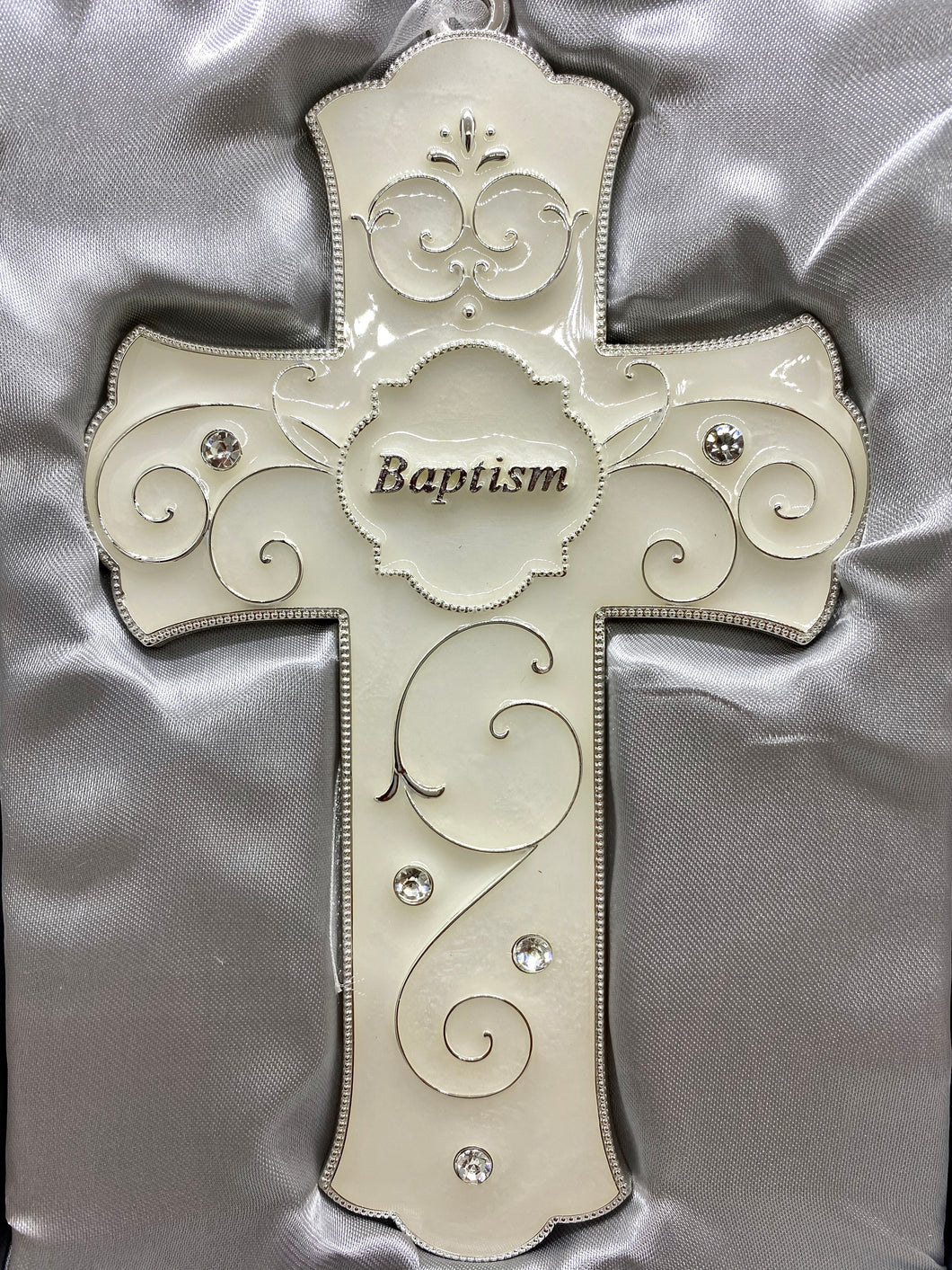 Pearl Ivory Baptism Metal Cross
