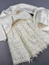 Load image into Gallery viewer, Dress 37 Girls Baptismal Christening Sleeveless 3pc Dress, matching Bolero and Hat. Made in Greece exclusively for Rosies Collections
