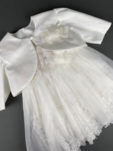 Load image into Gallery viewer, Dress 70 Girls Baptismal Christening French Lace Dress with  matching Bolero and Hat. Made in Greece exclusively for Rosies Collections
