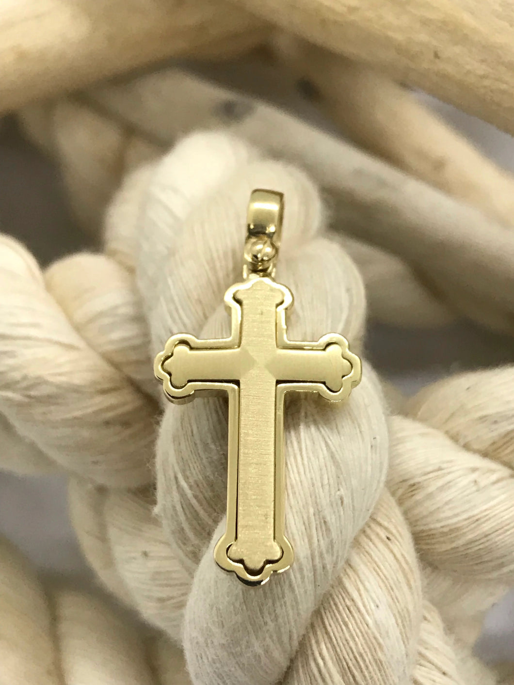Yellow Gold Cross 10k Polished and Brushed 222412
