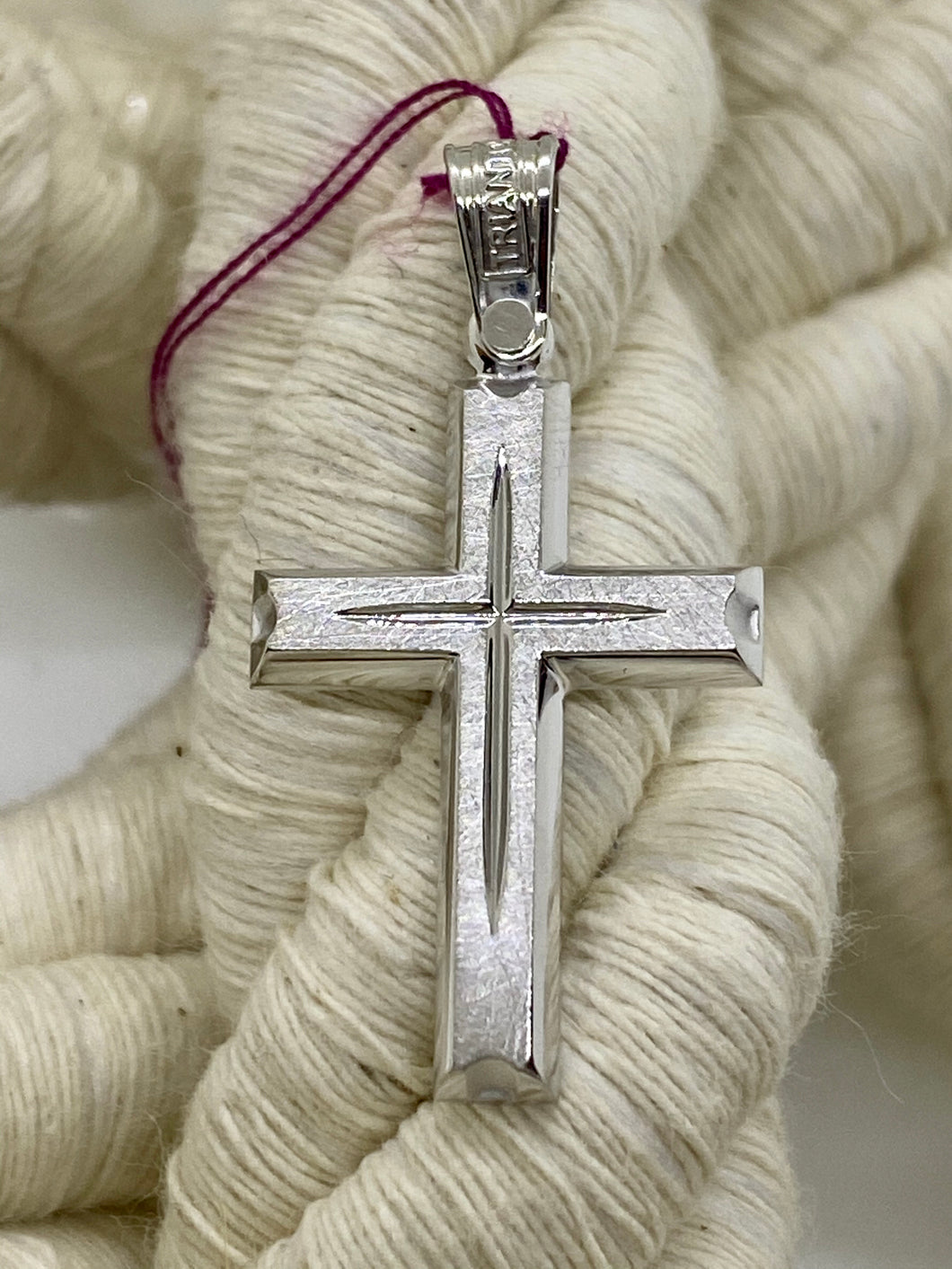 Triantos Polished and Brushed White Gold Cross 212245