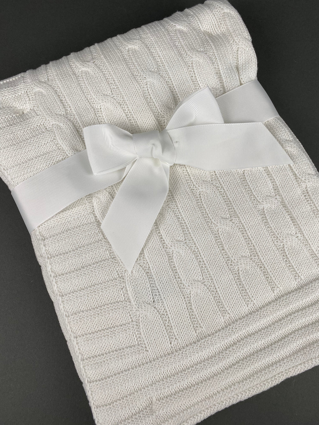 White Knitted Blanket WB1 100% Cotton