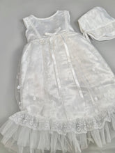 Load image into Gallery viewer, Lace Gown 4 Girls Christening Baptismal Embroidered Lace Gown with Matching Cape and Hat
