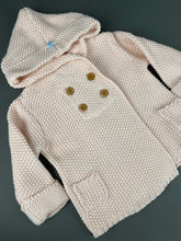 Load image into Gallery viewer, Soft Pink Knitted Sweater with Hoodie and Wooden Buttons 100% Cotton KS4
