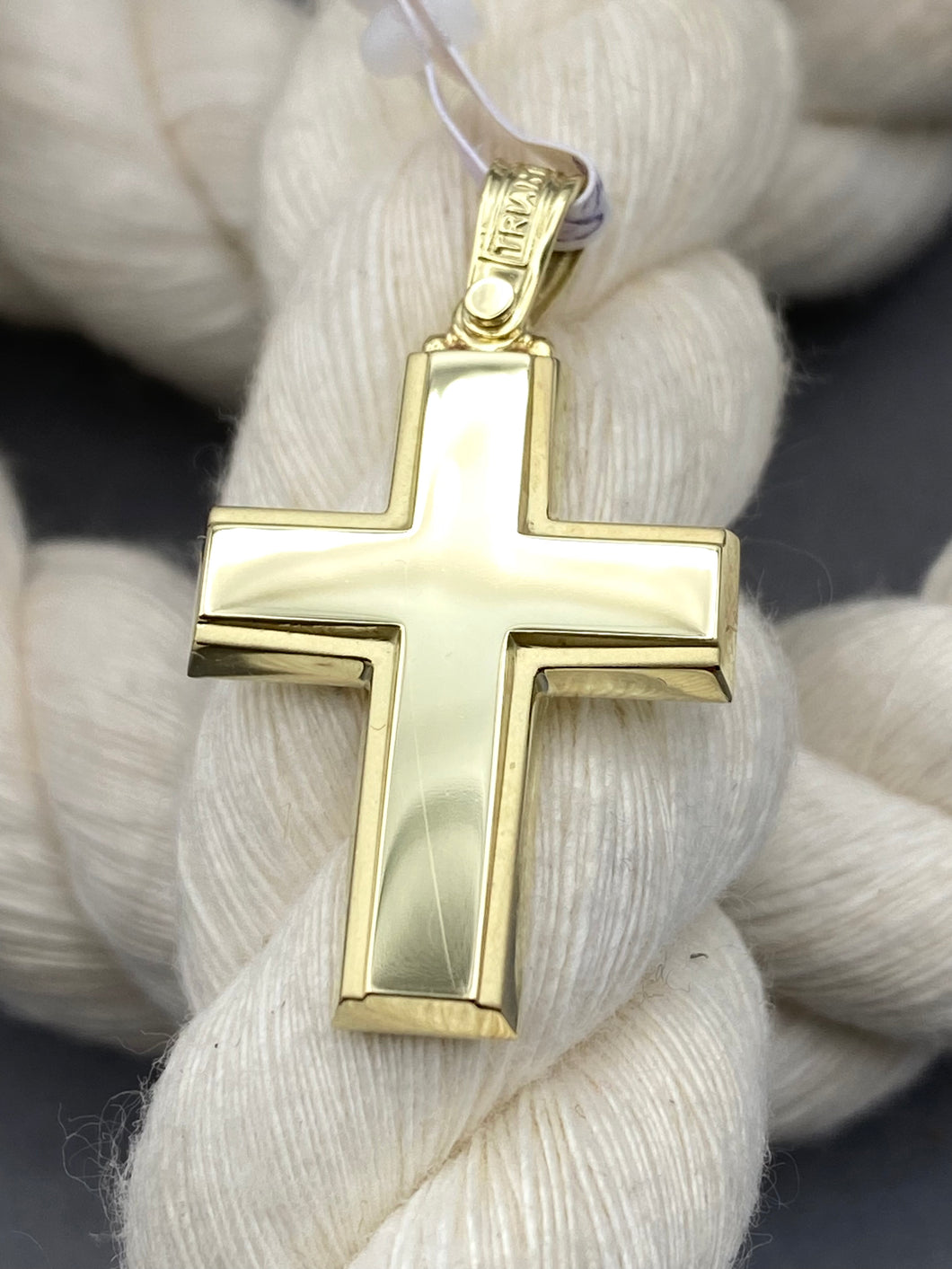 Triantos 14k Yellow  Gold Cross Polished  and Brushed 3.66g 222527