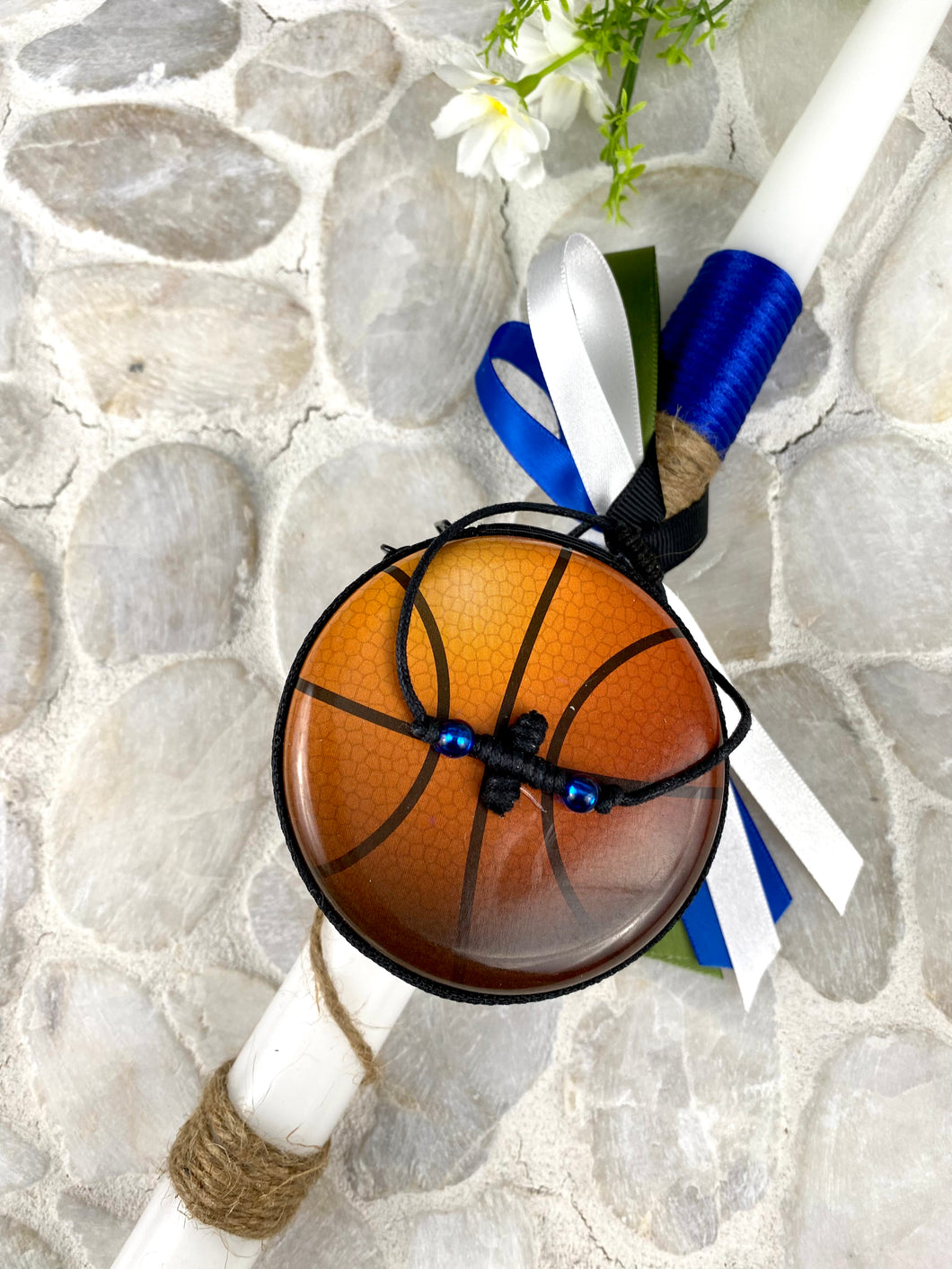 Corded Easter Basket  Ball Print Hard Case  Ear Pod Hard Case with Clip and Adjustable Cross Bracelet EC202241