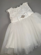 Load image into Gallery viewer, Dress 7 Girls Christening Baptismal Embroidered Dress with Rhinestone Broach
