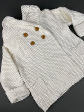 Load image into Gallery viewer, White Knitted Sweater with Hoodie and Wooden Buttons 100% Cotton KS3

