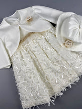 Load image into Gallery viewer, Dress 37 Girls Baptismal Christening Sleeveless  3pc  Dress, matching Bolero and Hat. Made in Greece exclusively for Rosies Collections.

