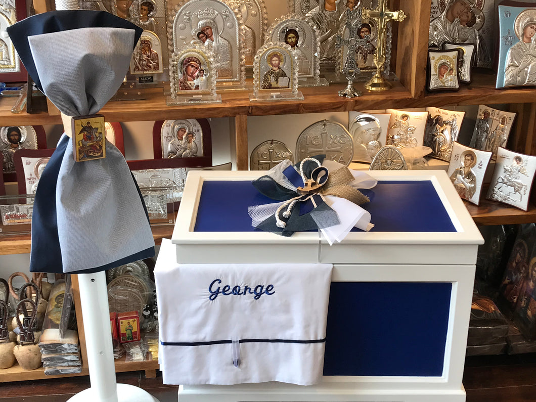 Baptism Package St.George Theme with  Large Treasure Chest in Navy Blue BBP1
