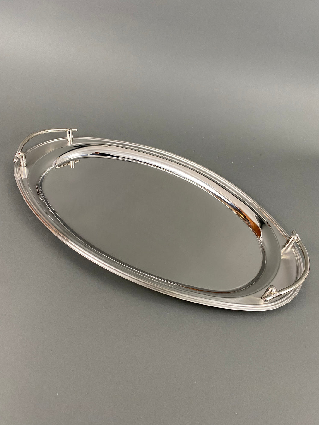 Large Oval Stainless Steel Tray with Handles T10