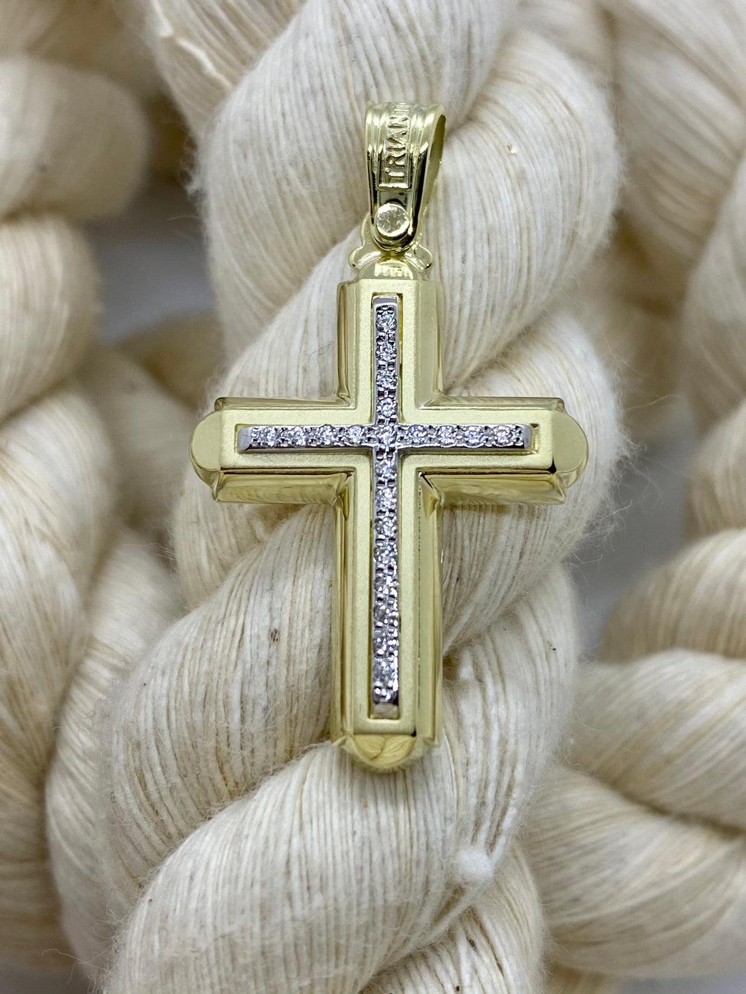 Triantos 14k  Polished and Brushed Yellow Gold Gold Cross 80
